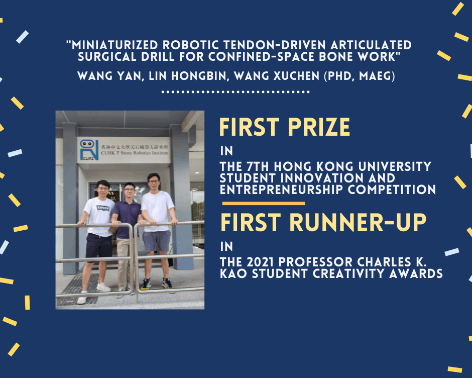 Postgraduate Students’ Winning Project: Miniaturized Robotic Tendon-Driven Articulated Surgical Drill for Confined-Space Bone Work