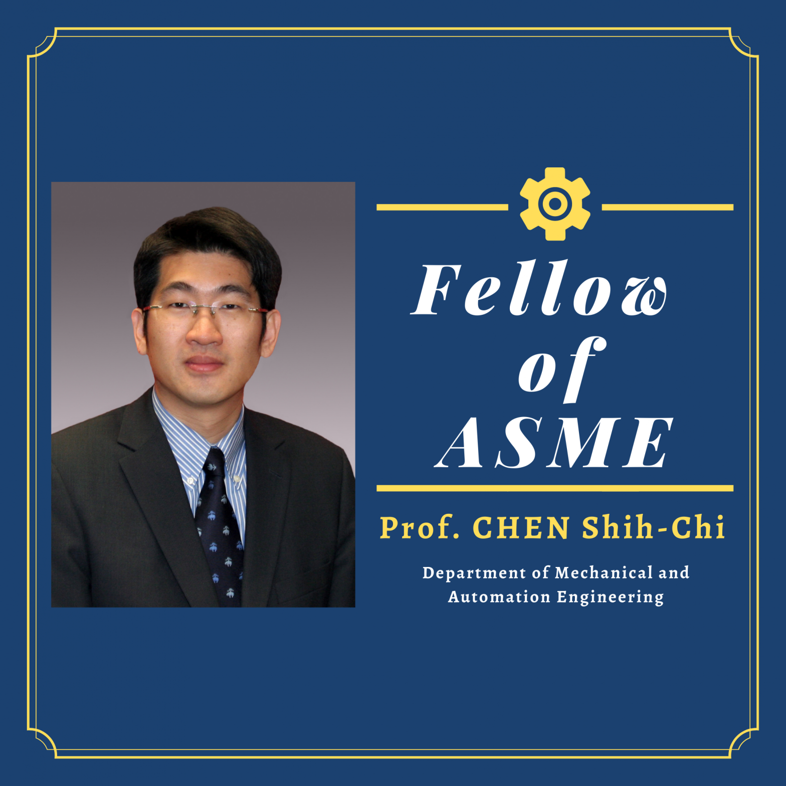 Prof. Shih-Chi Chen elected as Fellow of ASME